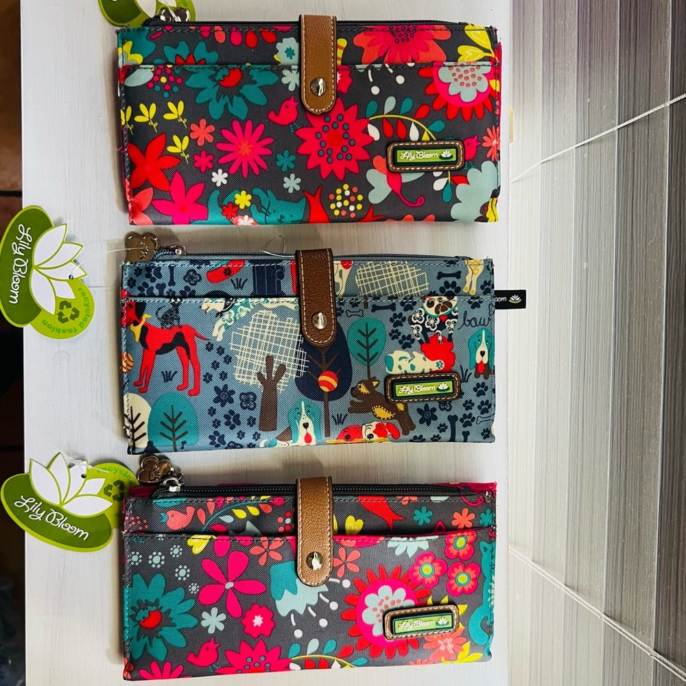 LILY BLOOM WALLET BUNDLE! Who let the dogs out & playful garden Liza wallet